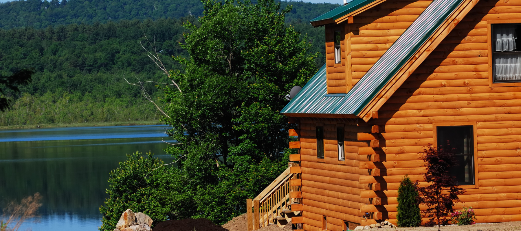 Log cabin on a lake